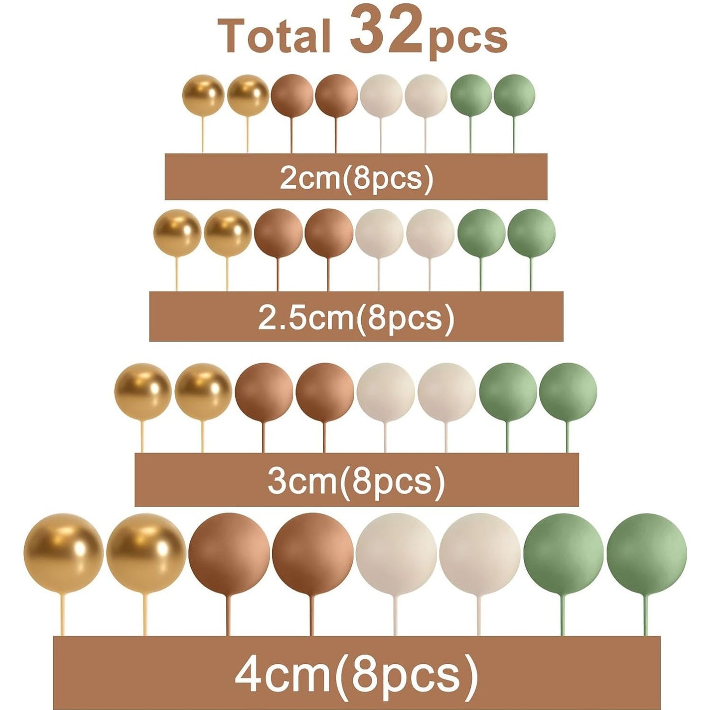 32 Pcsset Colorful Foam Ball Birthday Cake Decoration Multi-style Plug-in