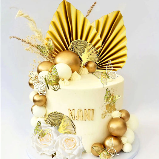 Elegant Gold Boho Cake Decor Set