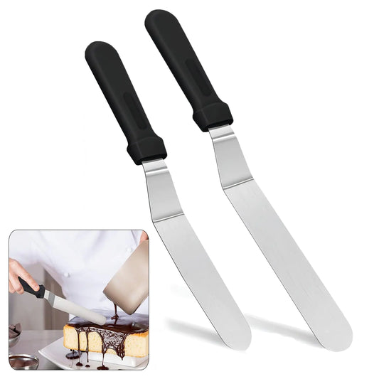 6"+8"Angled Icing Spatula Lmoszuak Professional food grade stainless steel cake spatulawith Sturdy & Durable Handle Cake Decorating SpatulaFrosting smoother spatulas for cake decoratingBaking