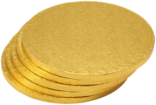 DecoPac Gold Foil 8-Inch Cake Drums, 5-Pack