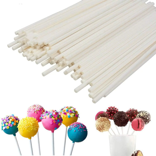 COOLAKE Lollipop Sticks Cake Pop Sticks 100 Pack 6 Inch Candy Making Sucker Sticks for Cake Topper DIY Homemade Fruit Candy Chocolate