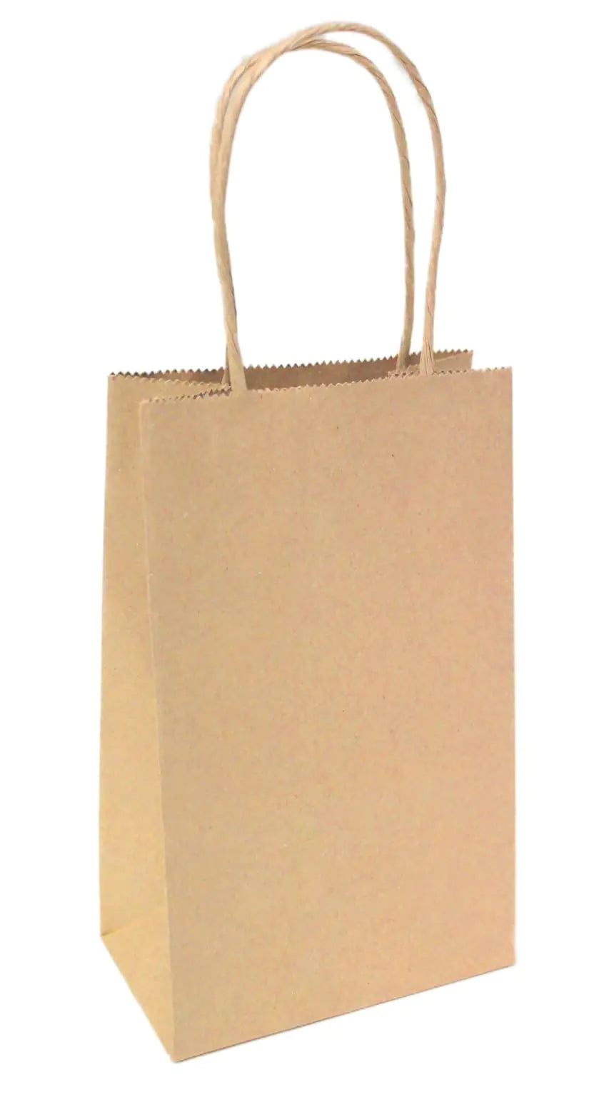 5.25"x3.25"x8" - 100 Pcs - Brown Kraft Paper Bags Shopping Mechandise Party Gift Bags