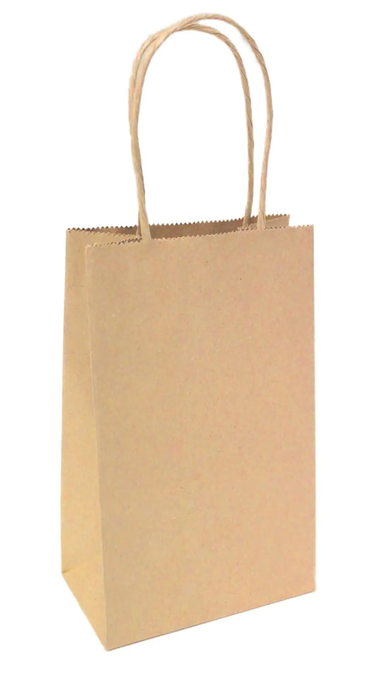 5.25"x3.25"x8" - 100 Pcs - Brown Kraft Paper Bags Shopping Mechandise Party Gift Bags
