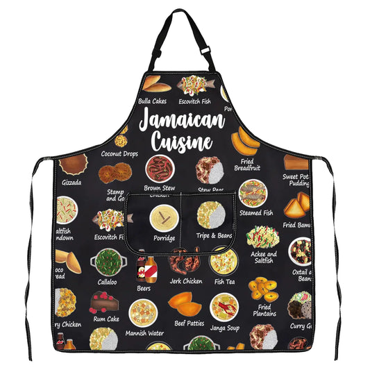 G2TUP Cooking Dishes Recipes Soup Apron With Pockets Jamaican Cuisine Kitchen Gift Cooking Baking Chef Gift (Jamaican Cuisine A)