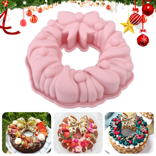 Palksky Bow Shaped Novelty Cake Pans 9.5 Inch Bows Cake Molds Bow Silicone Molds Christmas for Baking Bundt Cake Nonstick Bow Baking Pan for Christmas Brithday
